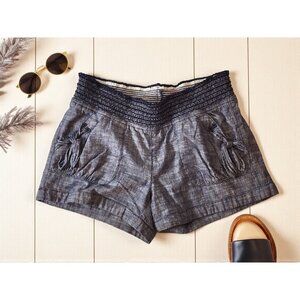 Candie’s Chambray Shorts Sz 9 – Smocked Waist, Front Tie Pockets